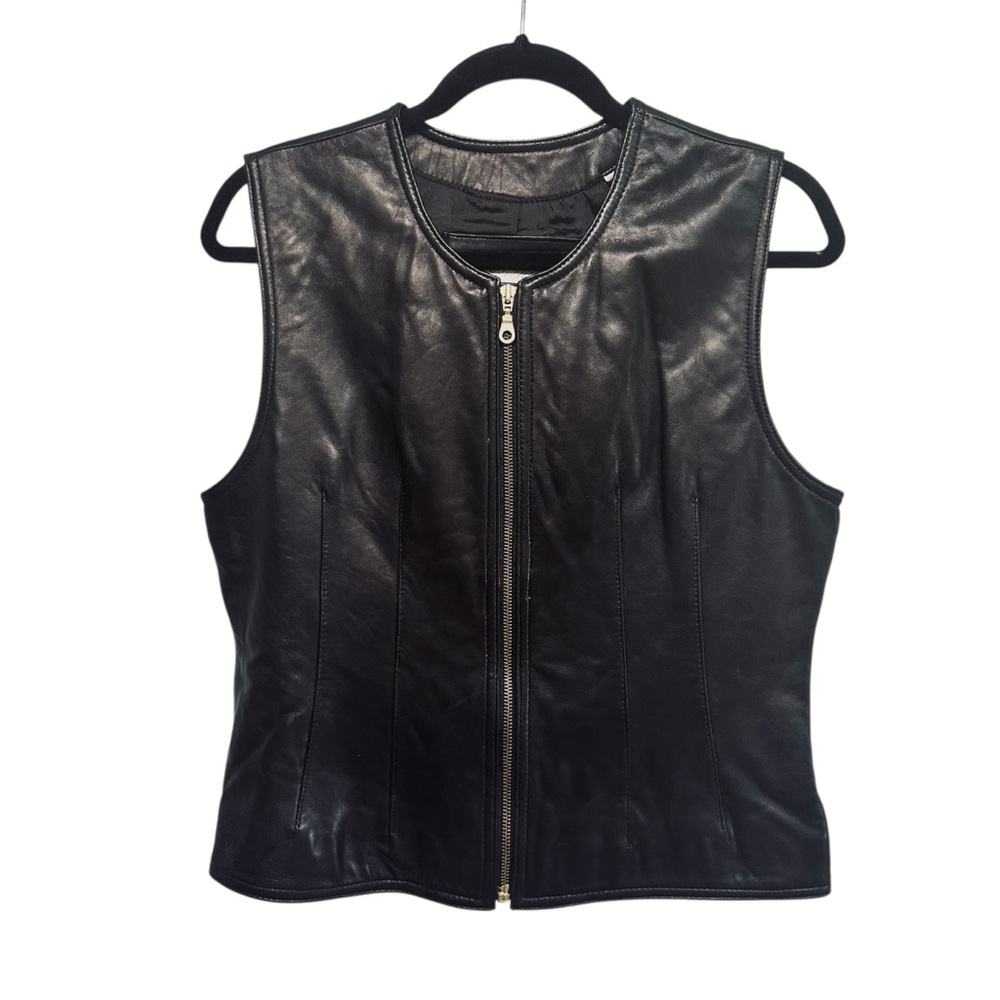 Vintage Lord & Taylor black 100% leather vest, size small